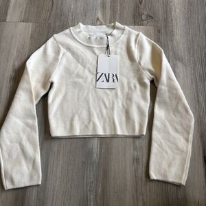 NWT Zara Cream Ivory Crew Neck viscose Blend Sweater Girls Size 6-7